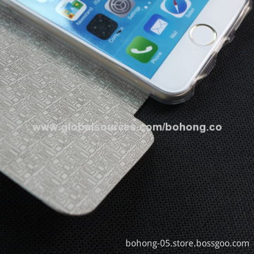 "十”press grain leather holder case with bottom PU for iPhone 6
